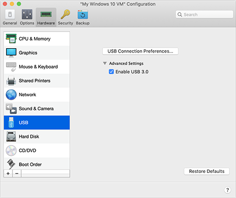 VM_Configuration_USB and Bluetooth